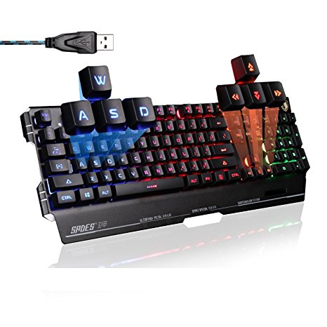 SADES K8 Blademail 7 Colors Backlit Wired USB Gaming Keyboards - Black