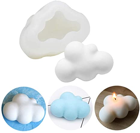MoldFun 3D Cloud Silicone Mold for Fondant, Chocolate, Candy, Candle, Soap, Bath Bomb, Lotion Bar, Plaster of Paris (White/Pink)