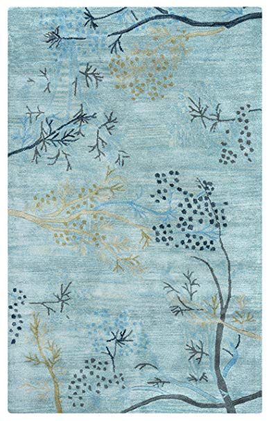 Rizzy Rugs CF-0815 8-Foot-by-10-Foot Craft Area Rug, Floral Light Blue