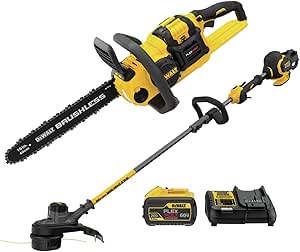 DEWALT FLEXVOLT 60V MAX* String Trimmer & Chainsaw Combo Kit, Brushless, 3-Ah Battery (DCCS670X1 & DCST970B)