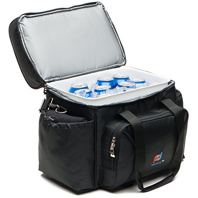 Large Cooler Lunch Bag With Leakproof Hard Liner Bucket. Heavy Duty 1680D Fabric, Thick Foam Insulation, Large Pockets, Zipper and Metal Clips. Soft Liner And Hard Liner Cooler Box. Lots of Storage