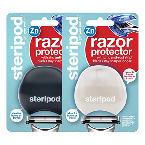 Steripod Clip-On Razor Protector 2-Pack (Black Pearl & Pearl White)