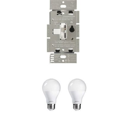 Lutron Toggle Dimmer with Philips 2-Pack LED Light Bulb