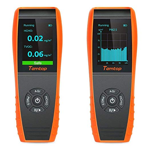 Temtop LKC-1000S  Colored LCD High Accurate Air Quality Detector AQI Sensor Professional Formaldehyde Monitor Detector for Indoor and outdoor with HCHO/PM2.5/PM10/TVOC Testing