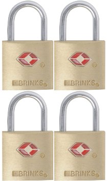 Brinks 161-20471 TSA Approved 22mm Luggage Lock Solid Brass, 4-Pack