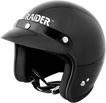 Raider 26-611-14 Journey Gloss Black Medium Adult Open Face Helmet