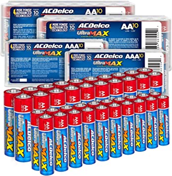 ACDelco UltraMAX AA and AAA Batteries, 40-Count Combo Pack, 20-Count Each, Alkaline Battery with Advanced Technology, 10-Year Shelf Life, Recloseable Packaging