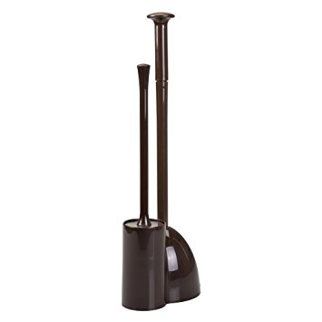 MetroDecor mDesign Freestanding Toilet Bowl Brush and Plunger Combo Set for Bathroom Storage – Dark Brown