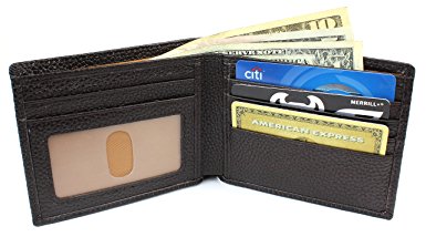 RFID Blocking Slim Wallet - Men's Genuine Leather Bifold ID Slot
