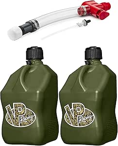 VP Racing Fuels No Spill Trigger Fuel Hose Fluid Control System with VP Racing 5 Gallon Motorsport Racing Liquid Container Utility Jug, Camo (2 Pack)