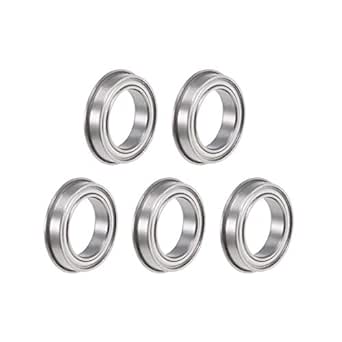 uxcell F6701ZZ Flanged Ball Bearing 12x18x4mm Shielded Chrome Steel Flange Rip Bearings 5pcs