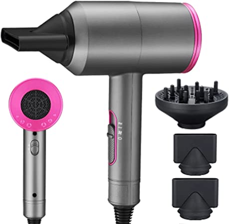 GYBest Ionic Hair Dryer, Fast Drying Equipped with 3 Heating Nozzles, 3 Adjustable Wind Speed, Constant Temperature Hair Care, Will Not Damage Hair, Power 1800W