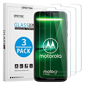 OMOTON [3 Pack Compatible with Moto G7 Power Screen Protector Tempered Glass with [2.5D Round Edge] [9H Hardness] [Crystal Clarity] [Scratch-Resistant] [No-Bubble]