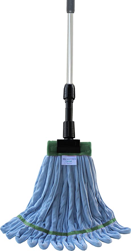 Industrial Microfiber Looped-End String Wet Mop Kit with Commercial Aluminum Extension Handle – Washable