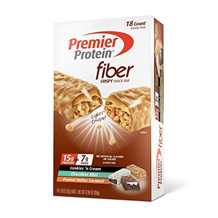 Premier Protein FIBER Snack Bar, Variety Pack 1Pack (18 ct ,1.83 oz.,) Wekws