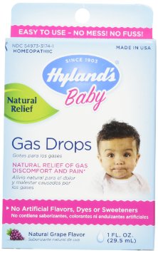 Hylands Baby Gas Drops Natural Gas Discomfort and Pain Relief Natural Grape Flavor 1 Ounce