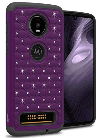 CoverON Hybrid Bling Aurora Series for Motorola Moto Z4 Case (2019), Deep Purple