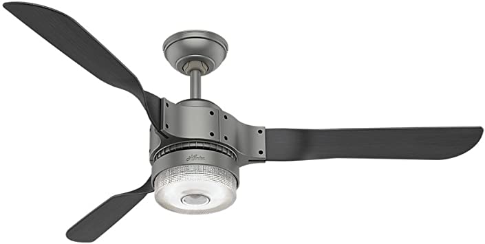 Hunter Indoor Wifi Ceiling Fan with LED Light and remote control - Apache 54 inch, Matte Silver, 59381