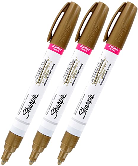 Sharpie Oil-Based Paint Marker, Medium Point, 3-Count (Metallic Gold)