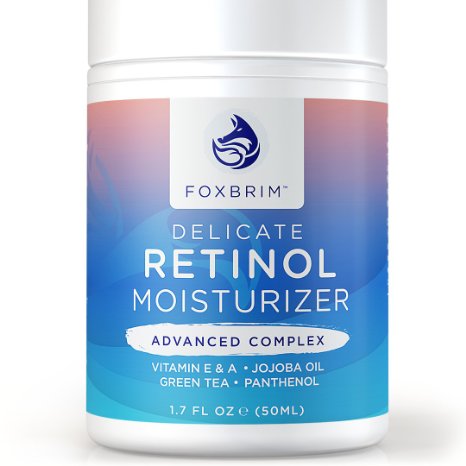 Premium Retinol Cream & Face Moisturizer - ADVANCED Complex - Proven Retinol in a Delicate Formulation - Anti Aging to Erase Wrinkles, Fine Lines and More - Amazing Results, Less Time - Foxbrim 1.7OZ