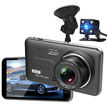 Dash Cam, AODINI 1080P Full HD Dual Car Driving Recorder, Front and Rear DVR Dashboard Camera with 170 Degree Wide Angle, WDR, G-Sensor, Motion Detection, Loop Recording（Black01）