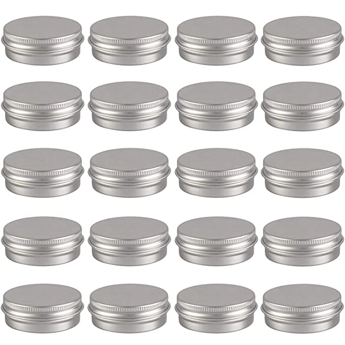 Goiio 2Ounce Aluminum Tin Jar Refillable Container 60Milliliter Round Tin Cans 20pcs.