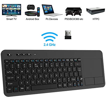 Wireless Keyboard, TedGem 2.4G Wireless Keyboard with Touchpad Keyboard Wireless Soft Touch Keyboard Ergonomic PC Touch Keyboard, Keyboard with Nano USB Receiver for Laptop/Mac/PC/Android TV