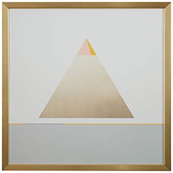 Rivet Modern Gold Pyramid Triangle Print Wall Art, 12" x 12", Gold Frame