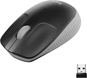 Logitech M190 Souris sans fil, design ambidextre, durée de la batterie 18 mois avec mode économie d’énergie, récepteur USB, contrôle précis du curseur   défilement, large molette de défilement - Gris