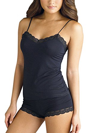 Women's Sexy Basic Plain Lingerie Set, Lace Slim Camisole and Knickers Sleepwear Pyjama Set