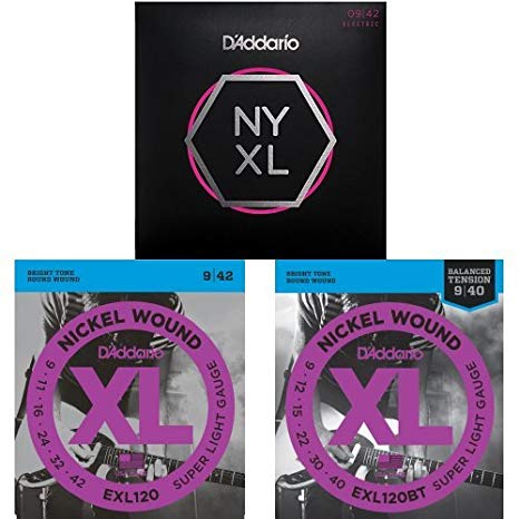 D'Addario Electric Guitar Super Light String Sample Pack - NYXL0942, EXL120 & EXL120BT