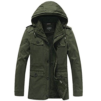 JYG Men's Winter Casual Military Parka Jacket with Removable Hood