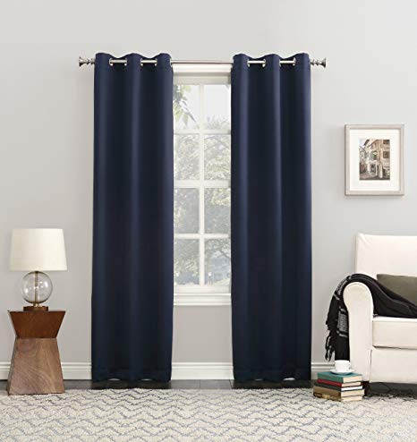 Sun Zero Easton Blackout Energy Efficient Curtain Panel,Navy Blue,40" x 63"