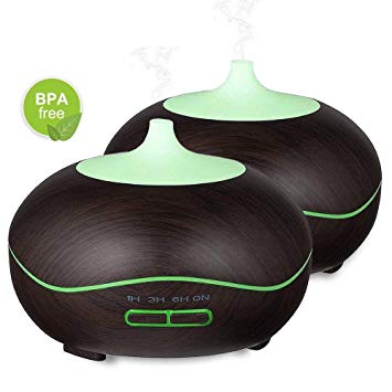 Aromatherapy Diffuser Aroma Essential Oil Diffuser Gift Edition 300ml Air Fragrance Ultrasonic Cool Mist Humidifier 7-Color LED Lights & 4 Timer Settings, Waterless Auto Off (Deep Brown 242)