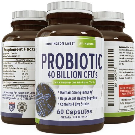 Best Probiotics Supplement Support Increase Beneficial Bacteria for Healthy Digestive Support & Immune System Booster That Controls Appetite & Promotes Weight loss for Women & Men by Huntington Labs