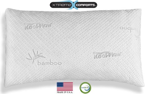 Hypoallergenic Bamboo Pillow - Shredded Memory Foam With Kool-Flow Micro-Vented Bamboo Cover - Made in the USA by Xtreme Comforts - Hypoallergenic and Dust Mite Resistant King