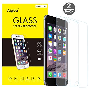 [2 Pack]iPhone 7 Plus 5.5" Tempered Glass Screen Protector, AigouUltra-thin Clear Oleophobic Coating Bubble-free Invisible Shield Tempered Glass Protectors[Lifetime No-hassle Warranty]