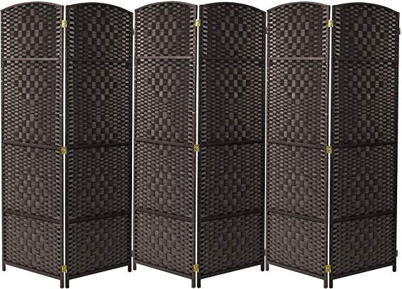 Sorbus Room Divider Privacy Screen, Foldable Panel Partition Wall Divider, Room Dividers and Folding Privacy Screens, Diamond Double-Weaved (6 Panel, Espresso Brown)