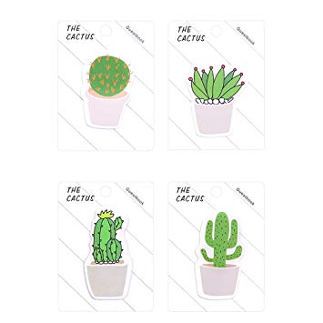YamaziHD Creative Sticky Notes, Cactus Shape Stickies Easily Seen Self-Stick Notes, (4 Pack, 30 Sheets per Pack)