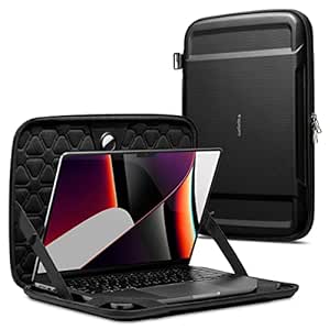 Spigen Rugged Armor Pro Hard Shell Protective Laptop Sleeve Compatible with New MacBook Pro 14 inch M3 / M3 Pro / M3 Max (2023) and M2 Pro / M2 Max A2779 (2023) / M1 Pro / M1 Max A2442 (2021) - Black