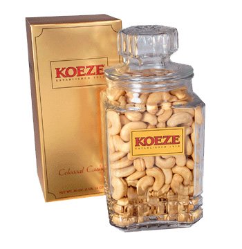 Koeze Colossal Cashews - 30 oz. Gift Jar - Roasted and Salted Jumbo Cashews - Perfect for Christmas, Business Gifts, Celebrations, Birthdays, Holidays and more!