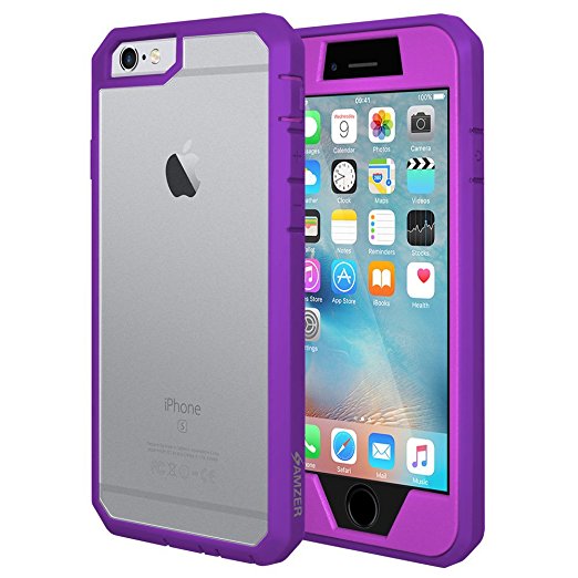 Amzer Full Body Case with Built-In Screen Protector for iPhone 6 Plus/6s Plus - Retail Packaging - Purple