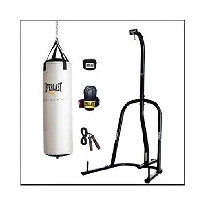 Everlast 80 lb. Platiunum Heavy Bag, Boxing Gloves, Wrist Wraps, Jump Rope and Heavy Bag Stand Bundle