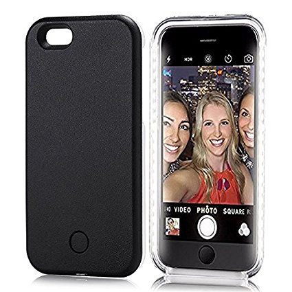 iPhone 6 Plus Case, Elftear LED Light Up Luminous Selfie Cell Phone Case Illuminated Back Cover for Apple iPhone 6S Plus iPhone 6 Plus (Black)