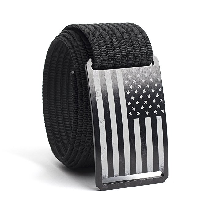 GRIP6 Men's Flag Series Belt, Adjustable Nylon Webbin Strap w/Engraved Aluminium Buckle