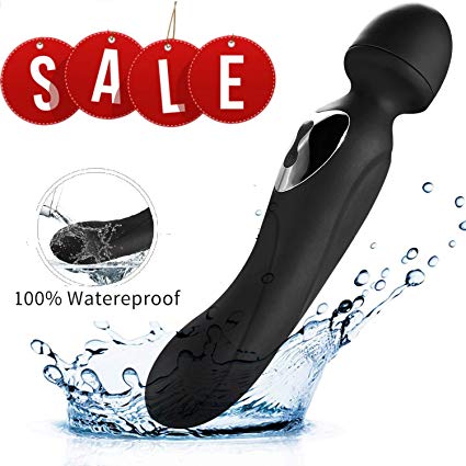 Louviva Upgraded Powerful Rechargeable Personal Wand Massager - Therapeutic 10 Modes - Handheld Wireless Waterproof for Neck Shoulder Back Body Sports Recovery & Muscle Aches