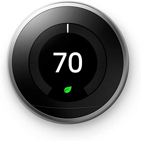 Google Nest Learning Thermostat - Programmable Smart Thermostat for Home - 3rd Generation Nest Thermostat - Works with Alexa - Stainless Steel