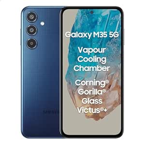 Samsung Galaxy M35 5G (Moonlight Blue,6GB RAM,128GB Storage)| Corning Gorilla Glass Victus | AnTuTu Score 595K  | Vapour Cooling Chamber | 6000mAh Battery | 120Hz Super AMOLED Display| Without Charger