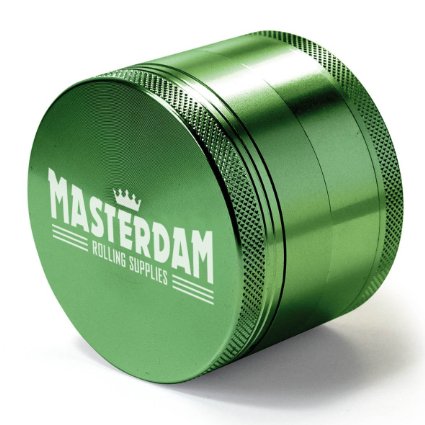 MASTERDAM Grinders for Herb | 2.5 inch Herb Grinder with Pollen Catcher | Large 4-Piece Anodized Aluminum | Green