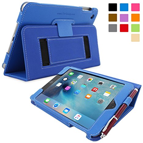 iPad Mini 4 Case, Snugg - Electric Blue Leather Smart Case Cover Apple iPad Mini 4 Protective Flip Stand Cover with Auto Wake / Sleep